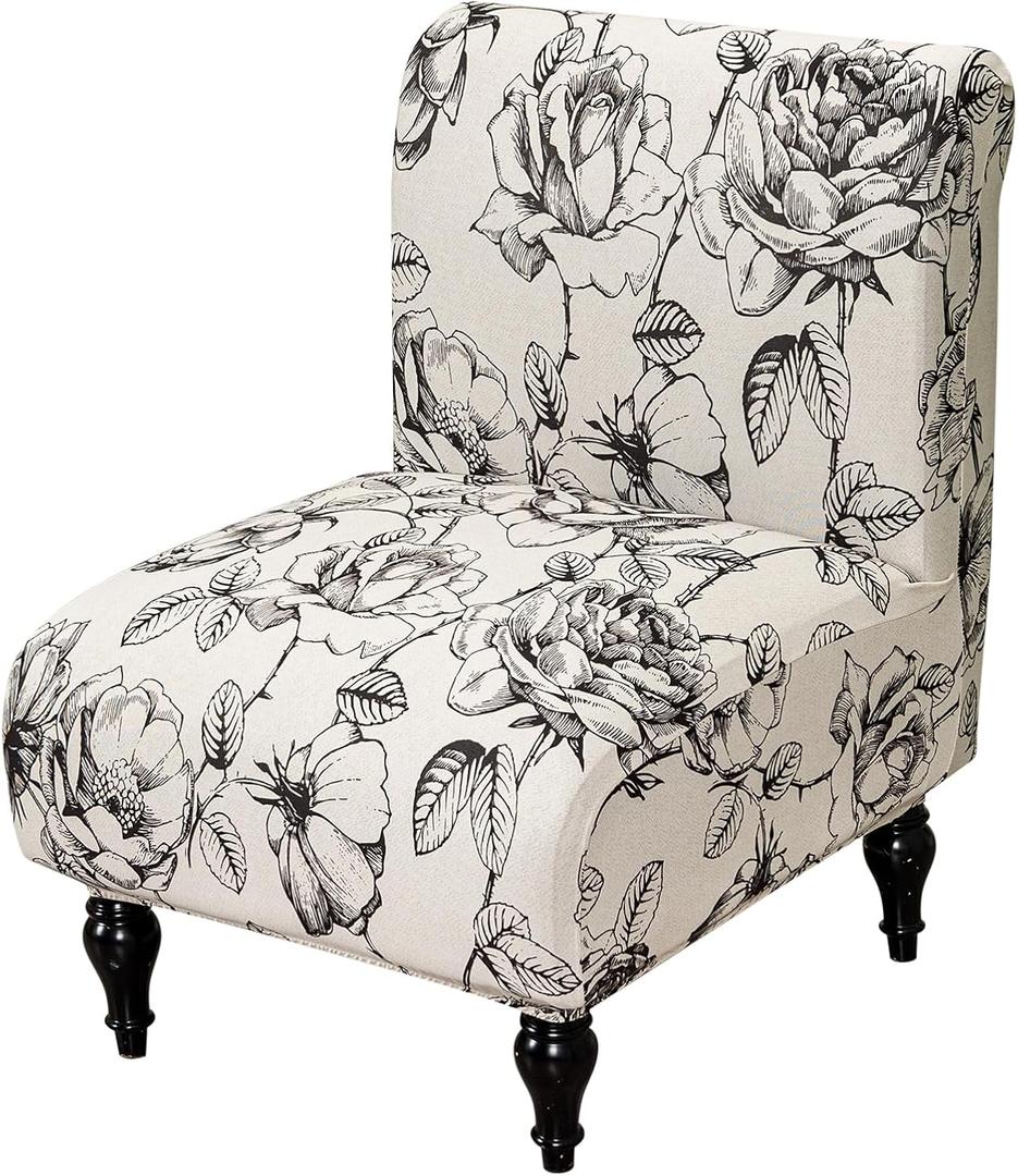 FUANGUI Armless Accent Chair Cover Slipcover, Stretch Spandex Chair Covers for Living Room Removable Washable for Armless Chair Furniture Protector (1Pcs, A2)