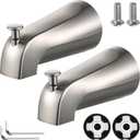2 Pack Slip on Tub Spout with Diverter, Compatible with American Standard 8888026.002 Tub Spout, Bathroom Bathtub Faucet, Fits 1/2" Copper Water Tube(5/8" Dia), 5/32" Hex Wrench (Brushed Nickel)
