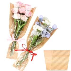 Jansun 40Pcs Flower Wrapping Bags Kraft Paper Flower Sleeves for Bouquets Flower Bags for Birthday Wedding Graduation Gift, Florist Wrap Supplies 9.8x17.9 Inch