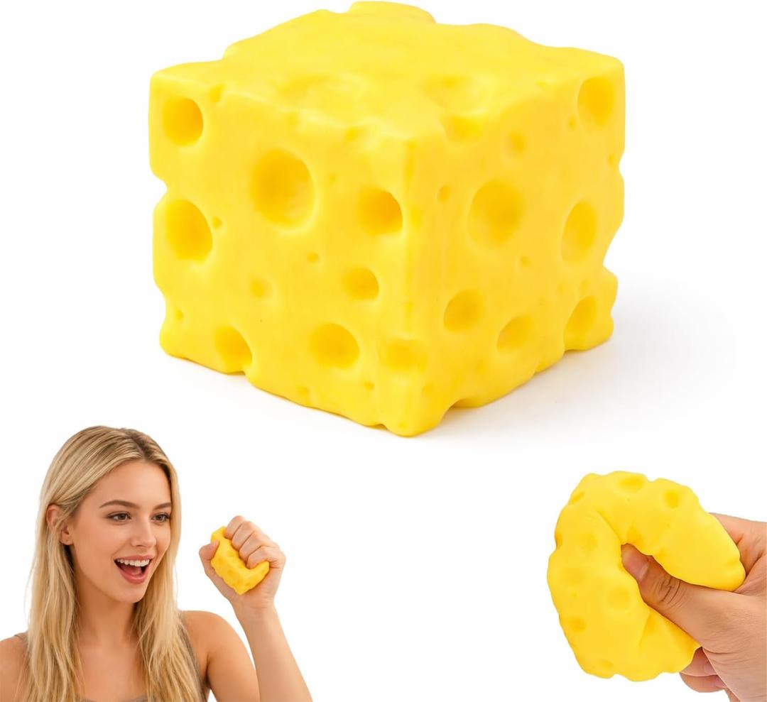Cheese Squishy Toy, Slow Rising Realistic Cheese Block, Soft Stress Relief Toy, Cute Squeeze Gift for Adults, Home Office School (1 piece)