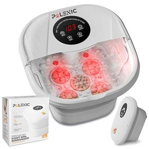 Palenic Collapsible Foot Spa Bath Massager with 2025 Upgraded Rotary Shiatsu Taiji Pad for Comfort, Heat, Remote Control, Water Jet, Infrared, and Pedicure for Stress Relief - White