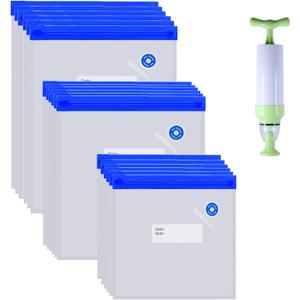 Sous Vide Bags 22 Pack Reusable Vacuum Food Storage Bags Kit, with 3 Sizes Vacuum Food Bags,1 Hand Pump, 4 Sealing Clips for Food Storage and Sous Vide Cooking