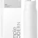 Simple Modern Water Bottle with Straw lid | Insulated Stainless Steel Thermos | Reusable Travel Water Bottles for Gym & Sports | Leak Proof & BPA Free | 34oz, Winter White