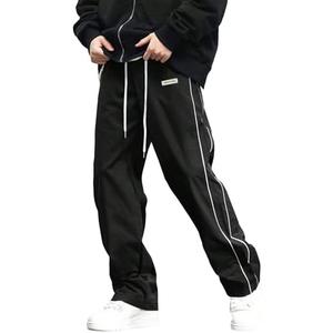 Verdusa Men's Track Pants Straight Leg Acitve Streetwear Elastic Waist Parachute Pants with Pockets S