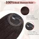 EINAEY Clip in Bangs 100% Real Human Hair, Darkest Brown French Fake Bangs, Bangs Hair Clip & Clip On Bangs for Women, Fringe with Temples, Natural Blend