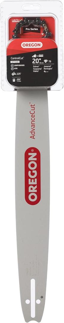 Oregon Pro-Am Chainsaw Guide Bar & Chain Combo, Replacement for Saw Chains, Accessories, Bar Length 20" (50cm), with Low Kickback Chain Set, 0.325" Pitch, 0.050" Gauge, 78 Drive Links (577330)