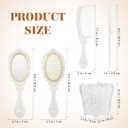 Vanity Mirror Comb Set Hair Brush Comb Set with Storage Holder Painless Scalp Massage Bristles Detangling Hair for Wet Dry Thick Curly Desktop Organizer for Dresser Vanity