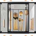 Sedegn Silverware Organizer Metal Mesh, Drawer Organizer, Utensil Cutlery Tray for kitchen drawers,Expandable Flatware Organizer with 7 Compartment Black 9.6"~16.1" x 13.8"