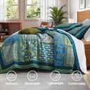 King Quilt Set for Bed - 100% Cotton Quilts Patchwork Comforter Coverlet Bedspread Reversible 90"x104" with 2 Pillow Shams