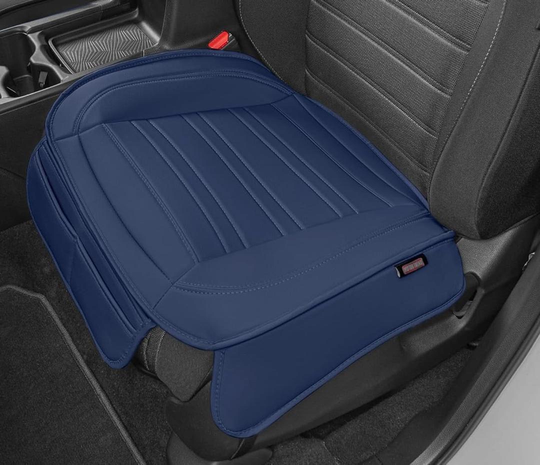 Motor Trend Faux Leather Car Seat Cover Front Bottom Seat Cushion Cover - Classic Luxury Wrap Protector - Universal Fit for Cars, Trucks, SUVs, Vans 1pc (Navy)