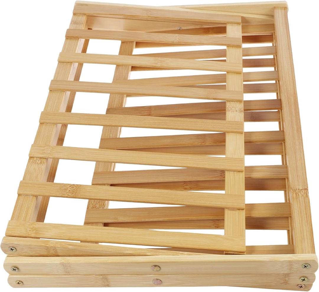 Folding Shoe Storage Rack Smooth Solid Bamboo Shoe Rack Stable Shoe Organizer Versatile Shoe Shelf Bamboo Shoe Rack Practical Shoe Storage Shelf for Living Room US, (Three layers)