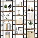 NUMENN Triple Column 5 Tier Bookshelf, Bookcase with 14 Open Display Shelves, Adjustable Rustic Industrial Style Book Shelves, Modern Bookshelves for Bedroom, Living Room and Home Office, Vintage