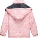 Keevoom Girl's Waterproof Ski Jacket Fleece Snow Coat Windproof Warm Winter Snowboarding Jacket with Removable Hood (Pink)