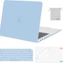 MOSISO Compatible with MacBook Air 13 inch Case M1 Chip 2021-2018 Release A2337 A2179 A1932, Plastic Hard Shell & Keyboard Cover & Screen Film & Storage Bag for MacBook Air 13.3 inch Case, Airy Blue