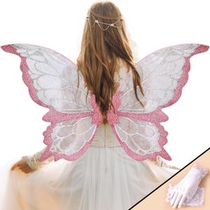 YKW Fairy Wings for Adults and Girls, Large Butterfly Wings Costume, for Halloween Party Dress Up Cosplay Pretend Play (Pink)