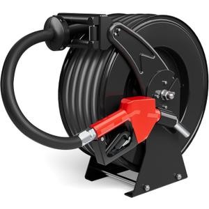 Fuel Hose Reel 3/4" x 33 ft, Retractable Diesel Reel with Nozzle, Black