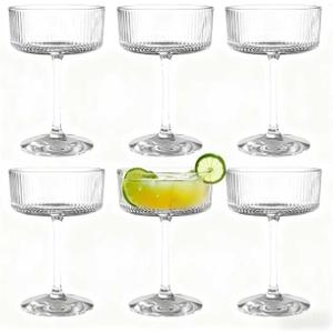 Martini Glasses, Crystal Coupe Glasses 8Oz Cocktail Glasses, Large and Fancy Cocktail Glasses, Home Bar Champagne,Manhattan,Cocktail Party,Glassware Set of 6