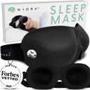 Nidra Contoured Sleep Mask for Side Sleepers Zero Pressure Fit, Light Blocking Eye Shade for Sleeping & Travel Black, Standard Size