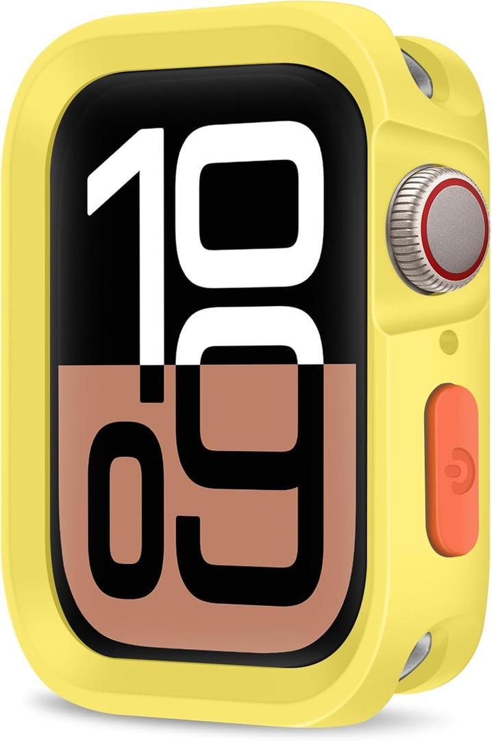 Rugged Case Compatible with Apple Watch Case 46mm Series 11/10, Soft Flexible TPU Shockproof Protective Bumper Cover for iWatch 46mm, Yellow