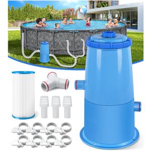 DeeprClean 1000 GPH Pool Filter Pump for Above Ground Pools, Type A/C Cartridge Filter Pump System, Safety ETL Listed Above Ground Pool Pumps with GFCI, Improved Water Circulation & Filtration - Blue