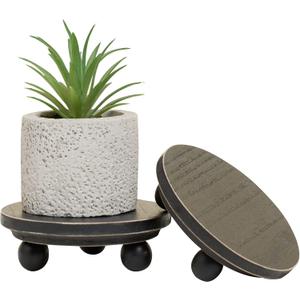 Defined Deco Mini Wood Risers for Display, Small 4" Round Wooden Risers, Farmhouse Rustic Pedestal Display Stand (Set of 2, Black)