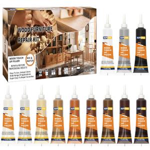 Wood Repair Kit, 12 Color Wood Fillers, Furniture Repair Kit, Repair Scratch, Cracks, Stains, Discoloration for Wood Furniture, Door, Cabinet, Floor, Table Surface Wood Touch up Filler Wood Paint