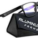 Carbon Blue Light Blocking Glasses Men for Computer, Gaming, Metal Frame Green Light Protection Night Driving Glasses for Man