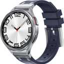 One Click No Gap Bands Compatible for Samsung Galaxy Watch 6/4 Classic 43mm 47mm 42mm 46mm for Men, Liquid Silicone Band for Galaxy Watch 7/FE/6/5 Pro Sport Strap with Stainless Steel Adapter