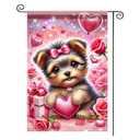 3 x Nuxovilar Valentines Puppy Heart Garden Flag 12x18 Polyester