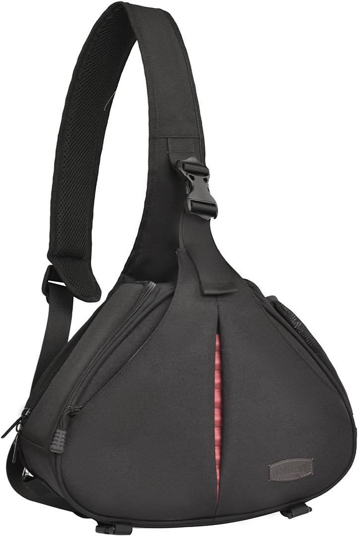 CADeN Camera Bag Sling Shoulder Bag Camera Case Waterproof with Rain Cover Tripod Holder, Compatible for DSLR/SLR Cameras (Canon Nikon Sony Pentax) and Accessories Shoulder Camera Bag (Large, Black)