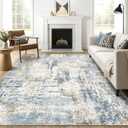 8x10 Area Rugs Washable Rug: Living Room Large Abstract Modern Soft Stain Resistant Indoor Floor Non Slip Accent Carpet for Bedroom Nursery Playroom Office Dining Room Dorm Home House- Blue