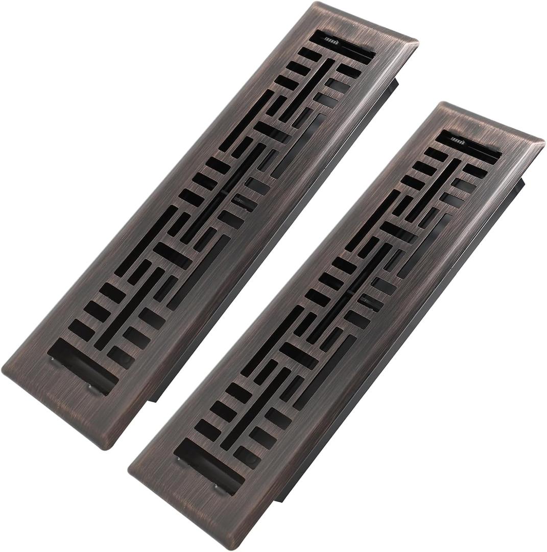 2x10 Inches 2 Pack Heavy Duty Walkable Floor Register Easy Adjust Air Supply Lever Floor Vents - Seattle Design - Vent Cover for Home Floor - Oil Rubbed Bronze