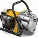 CrestWave Water Transfer Pump 1.6HP 1800GPH 110V Electric Portable Shallow Well Jet Pump Sprinkler Pump Irrigation Pump for Lawn Garden Irrigation Drainage with Iron Stand Handle Adapters