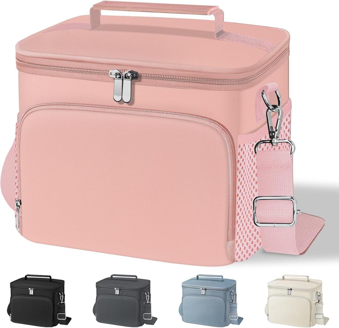 esouler Lunch Box for Women/Men Insulated Lunch Bag Large Capacity Reusable Lunch Tote Leak Proof Lunch Bags for Work Picnic, Pink (Standard)