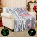 2 Pcs Sports Balls Gifts Christmas Soccer Football Glow in The Dark Blanket 50" x 60" Soft Fleece Throw Blanket Fuzzy Sport Gifts for Home Winter Holiday Birthday Party Favor Decor