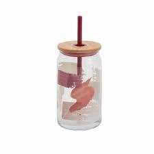 Multi-function Glass Cup with Lid Transparent Juice Tumbler with Straw for Cold Beverages for Home Cafes and Parties 15.2 oz