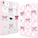 CISSOOK Case for iPad 11 inch (A16) 2025/10.9 inch iPad 10th Generation 2022, Buit in Pencil Holder Shockproof Cover Clear Back Shell Auto Wake/Sleep, Bow Pink