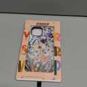 for iPhone 15 Case Cute - Wireless Charging Compatible - Dual-Layer Hard Shell + Silicone Cover - Aesthetic Protective Phone Case for Women - Marble Pressed Flowers