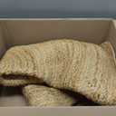 HOMEMONDE Handwoven Jute Area Rug - 4 feet Round Natural Yarn Loom Braided Rug - Eco-Friendly Boho Farmhouse Reversible Design for Bedroom, Living Room, and Kitchen (Natural)