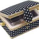 Sewing Basket Kit Sewing Box with Mini Sewing Accessories for Kids, Small (Black Polka Dot)