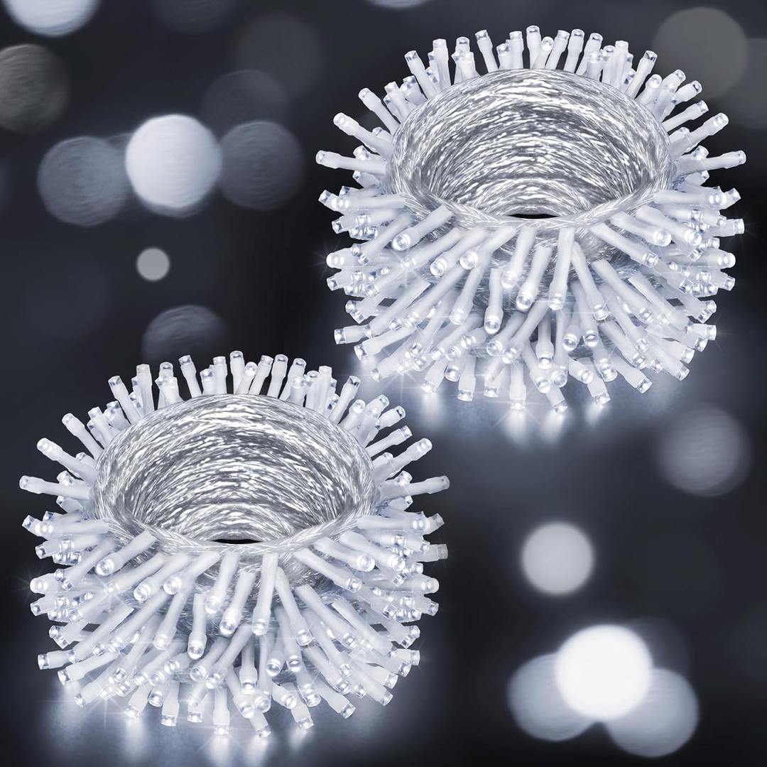 2 Pack 280 LED String Lights, 108FT Plug in Christmas Lights Indoor/Outdoor Waterproof, 8 Modes & Memory Twinkle Fairy Lights Decor for Home Party Wedding (Cool White)