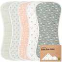 Organic Burp Cloths Baby Boy & Girl - 5-Pack Super Absorbent Cotton Burping Cloths for Babies, Soft & Plush Newborn Spit Up Rags, Infant Towels for Milk Spit Up, Unisex, Large 21" x 10" (Fleur)