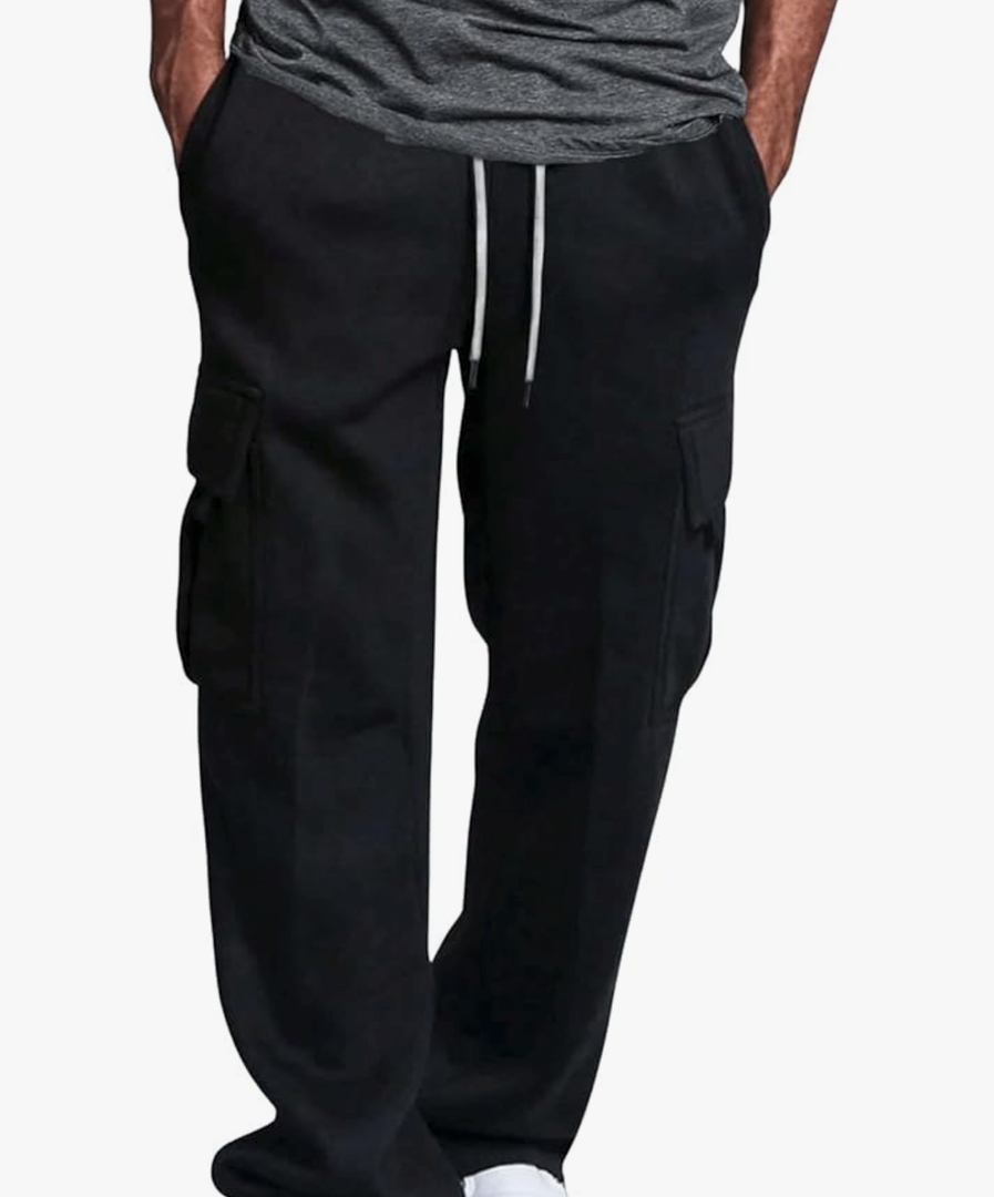 SOLY HUX Men's Sweatpants Drawstring Waist Flap Pocket Baggy Long Pants (Size L)