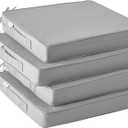 Outdoor Chair Cushions Set of 4, Waterproof Outdoor Seat Cushions for Patio Furniture, Patio Chair Cushion with Handle and Ties, Square Out Door Chair Pads,19" x 19" x 3", Light Grey
