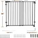 Mumeasy 36" Tall Baby Gate for Stairs, 29.5-43.3" Expandable Hardware Mounted (Drill Needed), Removable No Bottom Bar Dog Gate, Auto Close Wide Walk Thru Safety Gate for Doorways, Pets& Toddlers,Black