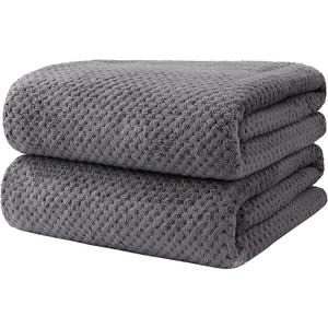 HOMEXCEL Bath Towels Pack of 2, (27 x 54 Inches) Microfiber Ultra Soft Highly Absorbent Bath Towel Set, Lightweight and Quick Drying Towels for Body, Sport, Yoga, SPA, Fitness, Grey