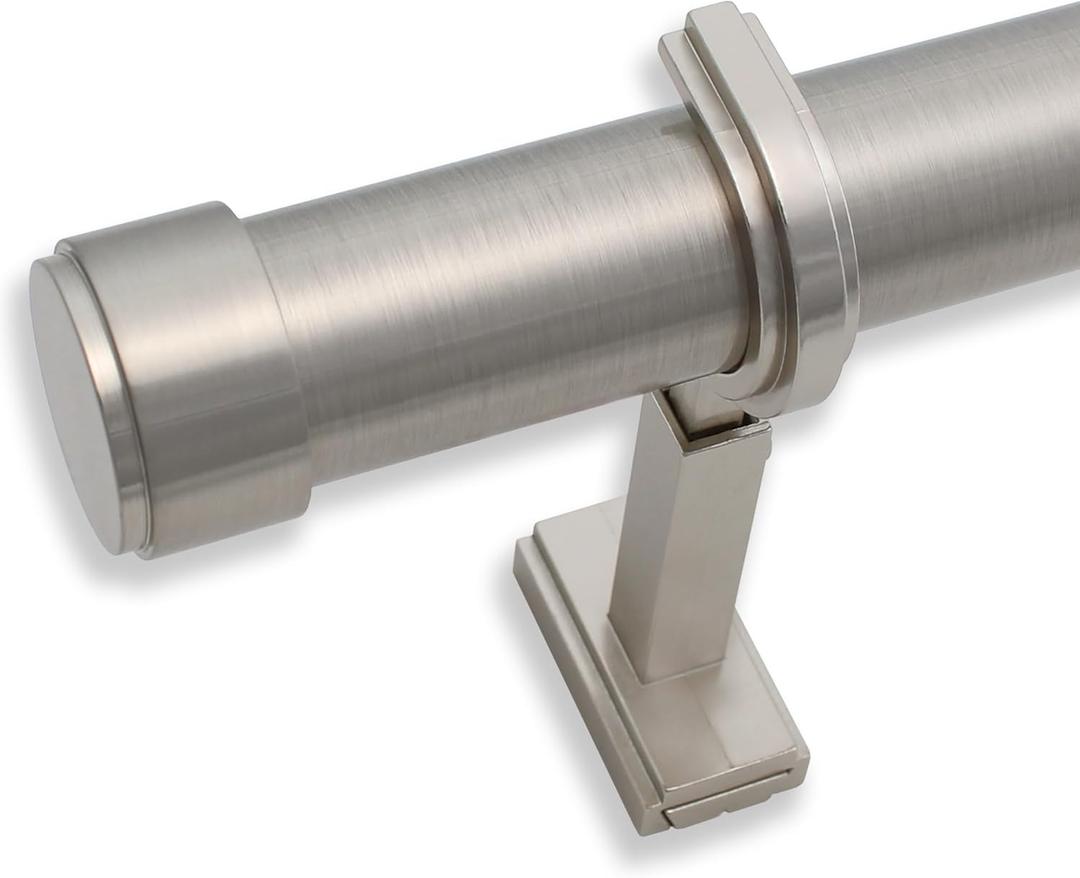 BlastHome Luxury 4 ft Custom Curtain Rod  1 1/4" Large Diameter  Premium Brackets & Endcaps  Nonadjustable Rods Connect for a Seamless Look  Brushed Nickel Finish