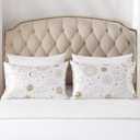 EXQ Home Silky Satin Pillowcase for Hair and Skin,Printed Pillow Cases Standard Size Set of 2 Pink Satin Pillow Case 2 Pack with Envelope Closure White Moon20"x26"