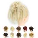 IMISSU 2PCS Messy Hair Bun Piece Updo Fake Scrunchies Extension Wavy Curly Hairpieces Ponytail Chignon Headband for Women Girls (2PCS Dirty Blonde)