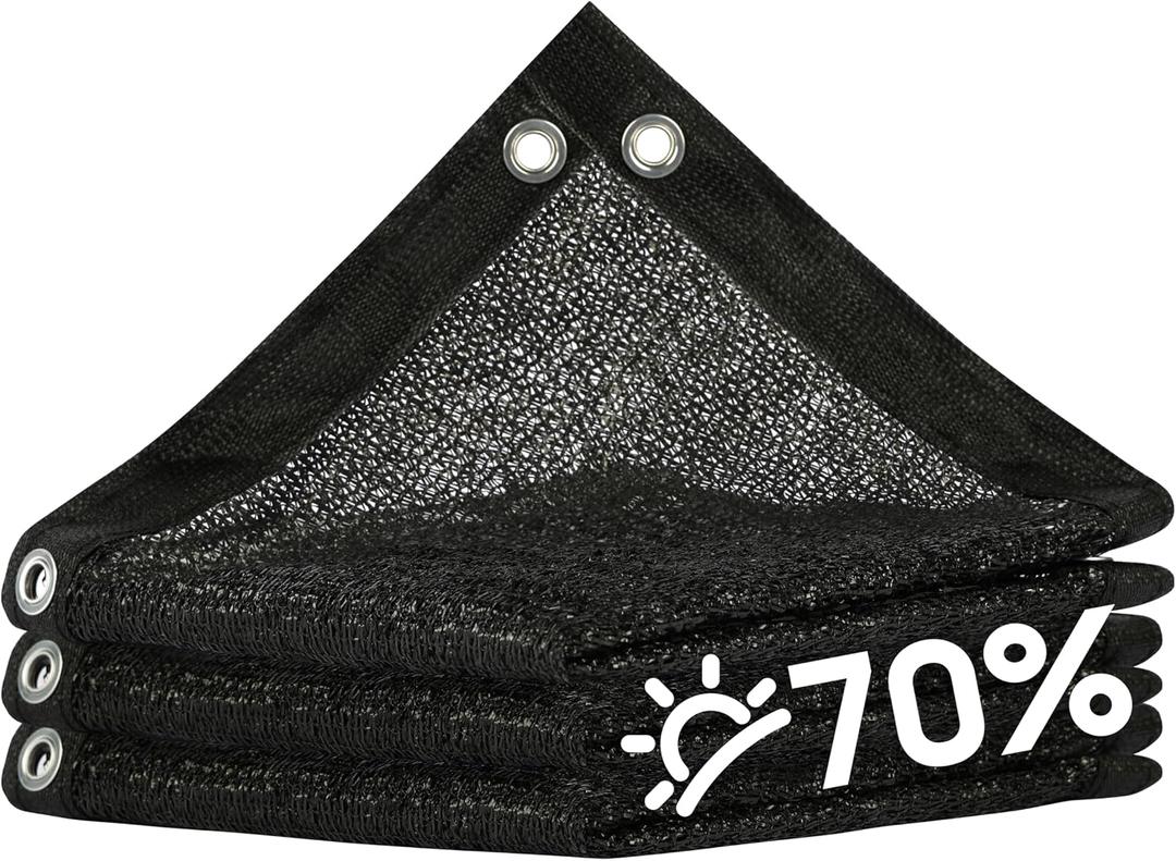 ShadeMart 70% Black Shade Cloth 16' x 20' HDPE Mesh Tarp for Garden Plants
